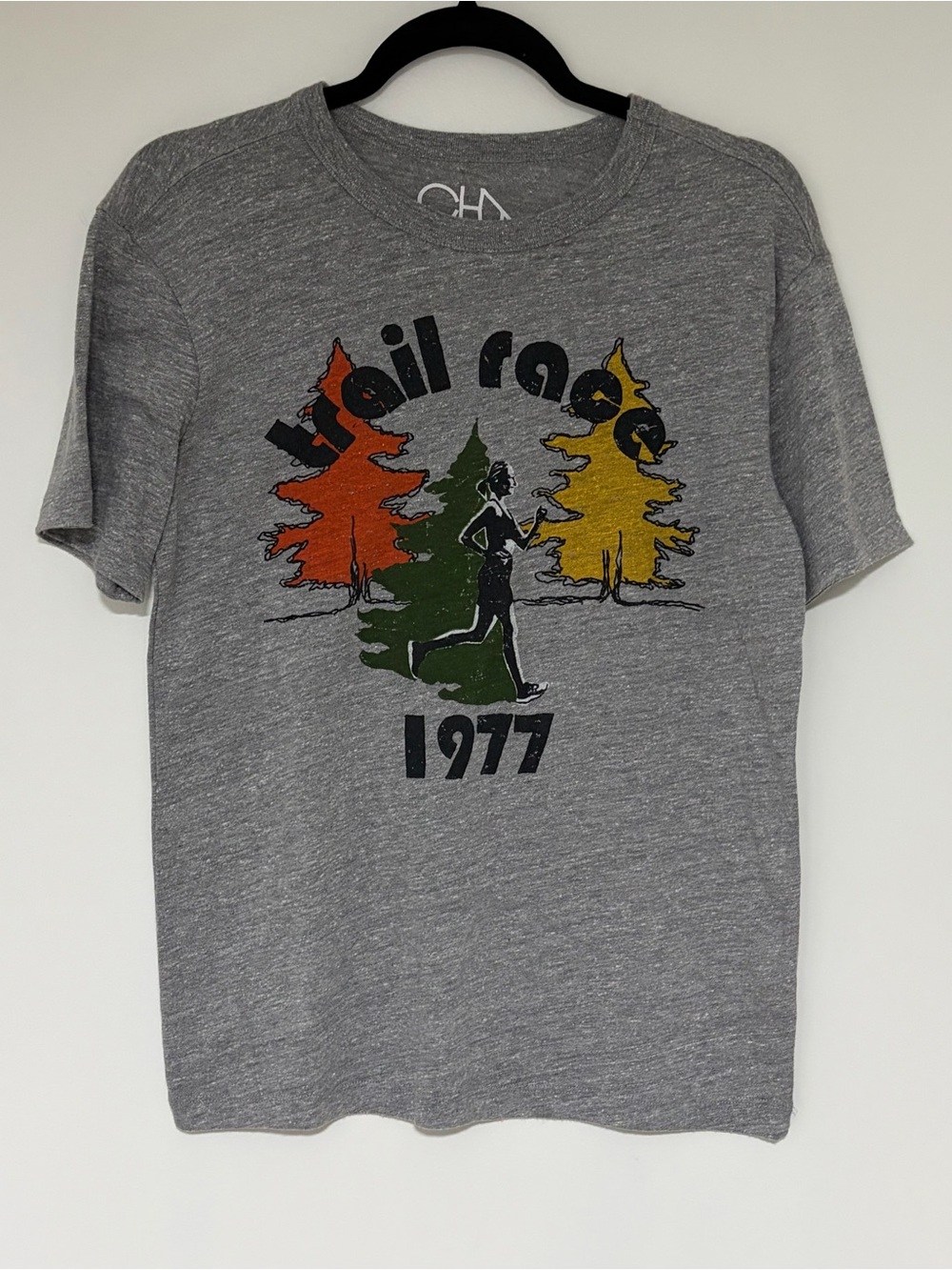 Chaser Women’s Gray Trail Race 1977 Graphic Tee Shirt Size XS NWT